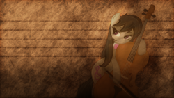 Size: 1920x1080 | Tagged: safe, artist:alexpony, artist:jamey4, edit, octavia melody, earth pony, pony, g4, cello, female, looking sideways, mare, musical instrument, solo, wallpaper, wallpaper edit