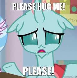 Size: 600x605 | Tagged: safe, edit, edited screencap, screencap, ocellus, silverstream, changedling, changeling, classical hippogriff, hippogriff, a rockhoof and a hard place, g4, bronybait, caption, cute, diaocelles, hug request, image macro, meme, memeful.com, sad, sadorable, text
