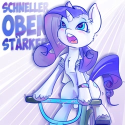 Size: 700x700 | Tagged: safe, artist:fxablom, rarity, pony, unicorn, g4, bicycle, german, solo