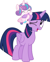 Size: 3000x3742 | Tagged: safe, artist:jp, derpibooru exclusive, princess flurry heart, twilight sparkle, alicorn, pony, a flurry of emotions, g4, .svg available, baby, baby pony, biting, cute, daaaaaaaaaaaw, duo, duo female, ear bite, eyes closed, female, flurrybetes, high res, one eye closed, simple background, svg, transparent background, twilight sparkle (alicorn), vector