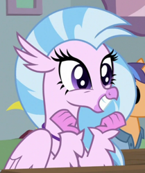 Size: 594x709 | Tagged: safe, screencap, silverstream, classical hippogriff, hippogriff, a rockhoof and a hard place, g4, season 8, cropped, cute, diastreamies, excited, female, grin, smiling