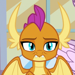 Size: 621x622 | Tagged: safe, screencap, silverstream, smolder, classical hippogriff, dragon, hippogriff, g4, season 8, what lies beneath, cropped, dragoness, female, looking at you, partially open wings, solo focus, wings