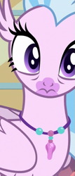 Size: 307x716 | Tagged: safe, screencap, silverstream, classical hippogriff, hippogriff, g4, my little pony: friendship is magic, what lies beneath, cropped, female, jewelry, looking at you, necklace, solo