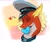 Size: 2048x1714 | Tagged: safe, artist:igla iglantinov, oc, oc only, oc:posada, seapony (g4), equestria at war mod, bust, clothes, cute, digital art, eyes closed, female, happy, heart, mare, military uniform, simple background, smiling, solo, uniform, uniform hat, white background, yellow mane