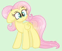 Size: 974x805 | Tagged: safe, artist:sugarcloud12, fluttershy, pony, g4, green background, head tilt, simple background, solo