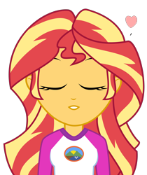 Size: 3000x3565 | Tagged: safe, artist:keronianniroro, sunset shimmer, human, equestria girls, camp everfree outfits, heart, kissing, offscreen character, pov, simple background, solo, transparent background, vector