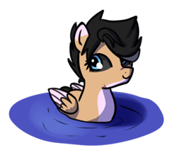 Size: 498x436 | Tagged: safe, artist:neuro, oc, oc only, oc:alexia, pegasus, pony, female, floating, mare, pegaduck, pony oc, simple background, solo, transparent background, water