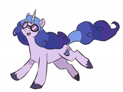 Size: 2048x1544 | Tagged: safe, artist:mayugraffiti, izzy moonbow, pony, unicorn, g5, female, glasses, horn, mare, open mouth, open smile, simple background, smiling, solo, white background
