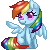 Size: 50x50 | Tagged: safe, artist:aquagalaxy, rainbow dash, pegasus, pony, g4, icon, pixel art, simple background, sitting, solo, spread wings, transparent background, wings