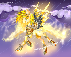 Size: 1500x1200 | Tagged: safe, artist:aquagalaxy, oc, oc only, pegasus, pony, adoptable, clothes, lightning, solo