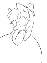 Size: 3000x4000 | Tagged: safe, artist:aquagalaxy, apple bloom, earth pony, pony, g4, black and white, grayscale, high res, lineart, monochrome, simple background, smiling, solo, white background