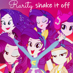 Size: 1080x1080 | Tagged: safe, edit, edited screencap, screencap, rarity, human, equestria girls, g4, life is a runway, my little pony equestria girls: better together, my little pony equestria girls: friendship games, shake your tail, the other side, album, album cover, boots, clothes, dancing, female, multeity, multiverse, party, shoes, singer, single, skirt, taylor swift
