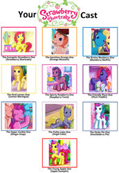 Size: 1024x1485 | Tagged: safe, artist:tonypony65, edit, apple spice, bowtie (g3), bumblesweet (g3), daisyjo, fiesta flair, fizzy pop, peachy pie (g3), seaspray (g3), skywishes, sweetberry, earth pony, pony, a very minty christmas, a very pony place, g3, pinkie pie and the ladybug jamboree, positively pink, the princess promenade, the runaway rainbow, angel cake (strawberry shortcake), apple dumplin, blueberry muffin (strawberry shortcake), cast, cast meme, crossover, female, ginger snap (strawberry shortcake), huckleberry pie, lemon meringue (strawberry shortcake), mare, meme, orange blossom (strawberry shortcake), plum pudding, raspberry torte (strawberry shortcake), strawberry shortcake, strawberry shortcake (character)