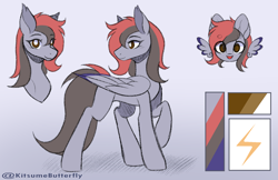 Size: 1700x1100 | Tagged: safe, artist:tresmariasarts, oc, oc only, oc:atomic voltage, pegasus, pony, female, pegasus oc, reference sheet, simple background, solo