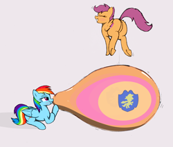 Size: 5796x4942 | Tagged: safe, artist:mizhisha, rainbow dash, scootaloo, pegasus, pony, g4, balloon, balloon fetish, blowing, blowing up balloons, butt, cute, cutealoo, dashabetes, duo, duo female, featureless crotch, female, fetish, inflating, jumping, loonerdash, mare, older, older scootaloo, plot, puffy cheeks, rainblow dash, request, requested art, scootabutt, scootalove, that pony sure does love balloons