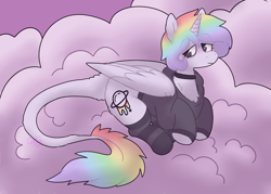 Size: 1400x1000 | Tagged: safe, artist:puppie, oc, oc:esoteric, alicorn, pony, alicorn oc, cloud, horn, solo, wings