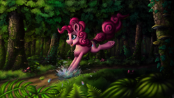 Size: 1920x1080 | Tagged: safe, artist:nuxersopus, pinkie pie, earth pony, pony, g4, forest, solo