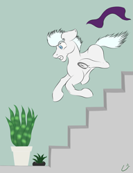 Size: 899x1173 | Tagged: safe, artist:lennystendhal13, double diamond, pony, g4, solo, stairs, this will end in pain