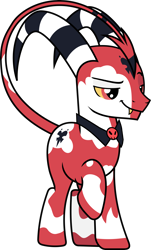 Size: 2860x4734 | Tagged: safe, artist:frownfactory, demon, demon pony, imp, pony, blitzo buckzo, devil tail, fangs, hellaverse, hellborn, helluva boss, horns, male, ponified, simple background, solo, stallion, tail, transparent background, vector