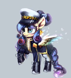 Size: 3646x4000 | Tagged: safe, artist:xyq, oc, pegasus, pony, boots, clothes, female, military, military uniform, outfit, shoes, simple background, solo, uniform