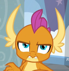 Size: 673x699 | Tagged: safe, screencap, smolder, dragon, g4, school daze, season 8, cropped, dragoness, female, looking at you, smolder is not amused, solo, unamused