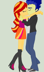 Size: 696x1148 | Tagged: safe, artist:sunriseshimmer1275, flash sentry, sunset shimmer, human, equestria girls, g4, duo, duo male and female, female, jpg, kiss on the lips, kissing, male, ship:flashimmer, shipping, straight