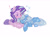 Size: 1920x1446 | Tagged: safe, artist:neexsa, starlight glimmer, trixie, pony, unicorn, g4, blush sticker, blushing, cuddling, exclamation point, female, lesbian, mare, onomatopoeia, ship:startrix, shipping, simple background, sleeping, snoring, sound effects, white background, zzz