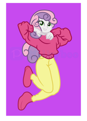 Size: 3752x5200 | Tagged: safe, artist:milkyboo898, sweetie belle, human, equestria girls, g4, clothes, cute, cutie mark crusaders, cutie mark on clothes, female, solo