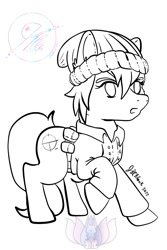 Size: 1000x1500 | Tagged: safe, artist:jbcblanks, oc, oc:marksmare, earth pony, pony, beenie, cute, lineart, lines, sketch, white