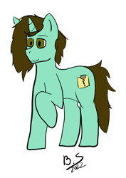 Size: 3577x5062 | Tagged: safe, artist:smushybroner, oc, oc:smushy, pony, unicorn, raised hoof, simple background, solo, white background