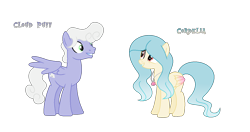 Size: 1378x725 | Tagged: safe, artist:darbypop1, oc, oc only, oc:cloud puff, oc:cordelia, pegasus, pony, duo, female, male, mare, simple background, stallion, transparent background