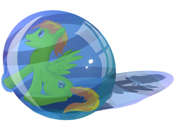 Size: 3492x2432 | Tagged: safe, artist:kinipharian, oc, oc only, pegasus, pony, bubble, high res, male, pegasus oc, simple background, solo, stallion, transparent background, trapped, wings