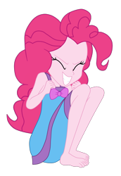 Size: 1900x2764 | Tagged: safe, alternate version, artist:gmaplay, pinkie pie, human, equestria girls, equestria girls specials, g4, my little pony equestria girls: better together, my little pony equestria girls: sunset's backstage pass, barefoot, clothes, feet, pajamas, simple background, solo, transparent background