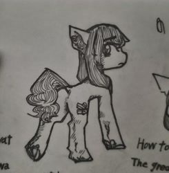 Size: 2566x2616 | Tagged: safe, oc, oc only, oc:hoof cushion, earth pony, pony, black and white, butt, grayscale, high res, monochrome, photo, plot, traditional art