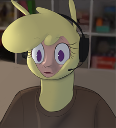 Size: 1594x1756 | Tagged: safe, artist:hitsuji, edit, edited screencap, screencap, paprika (tfh), alpaca, them's fightin' herds, clothes, community related, headphones, meme, pyrocynical, shirt, solo