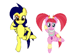 Size: 1043x785 | Tagged: safe, artist:jrpsartdesk, pacific glow, oc, oc:mixi creamstar, earth pony, pegasus, pony, g4, animated, bipedal, dancing, duo, duo female, female, mare, simple background, standing, standing on one leg, transparent background