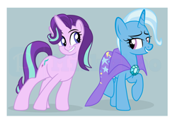 Size: 7280x5112 | Tagged: safe, artist:milkyboo898, starlight glimmer, trixie, pony, unicorn, g4, cute, duo, female, lesbian, ship:startrix, shipping