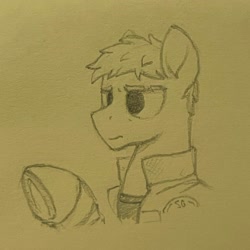 Size: 2048x2048 | Tagged: safe, artist:selenophile, pony, high res, jack o'neill, ponified, solo, stargate, traditional art