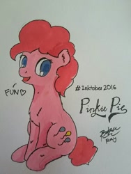 Size: 768x1024 | Tagged: safe, artist:pwnagespartan, pinkie pie, earth pony, pony, g4, heart, solo, traditional art