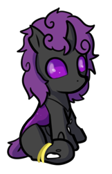 Size: 336x519 | Tagged: safe, artist:neuro, oc, oc only, changeling, anklet, changeling oc, jewelry, purple changeling, simple background, sitting, solo, transparent background