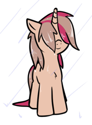 Size: 421x571 | Tagged: safe, artist:neuro, oc, oc only, oc:dashka bun, pony, unicorn, female, hair over eyes, mare, simple background, smiling, solo, transparent background, wet, wet mane