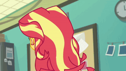 Size: 800x450 | Tagged: safe, screencap, sunset shimmer, human, equestria girls, equestria girls specials, g4, my little pony equestria girls: better together, my little pony equestria girls: forgotten friendship, animated, blinking, clothes, cutie mark on clothes, female, geode of empathy, gif, jewelry, leather, leather vest, magical geodes, necklace, open mouth, solo, vest