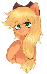 Size: 510x792 | Tagged: safe, artist:0704jiushuang, applejack, earth pony, pony, g4, applejack's hat, cowboy hat, female, hat, looking at you, mare, simple background, solo, white background