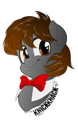 Size: 2480x4000 | Tagged: safe, artist:dormin-dim, oc, oc only, oc:knickknack, earth pony, pony, bowtie, bust, earth pony oc, simple background, solo, transparent background