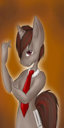 Size: 1181x2362 | Tagged: safe, artist:diankave, oc, oc only, unicorn, anthro, horn, male, necktie, solo, unicorn oc