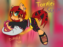 Size: 1600x1200 | Tagged: safe, artist:diankave, oc, oc only, earth pony, pony, abstract background, clothes, ear piercing, earring, earth pony oc, female, jewelry, mare, piercing, smiling, solo
