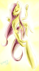 Size: 638x1147 | Tagged: safe, artist:diankave, fluttershy, pegasus, anthro, unguligrade anthro, g4, arm hooves, eyes closed, underhoof, wings