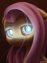 Size: 1600x2134 | Tagged: safe, artist:symbianl, fluttershy, pegasus, pony, g4, cute, female, glowing, glowing eyes, mare, shyabetes, solo