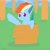 Size: 3000x3000 | Tagged: safe, artist:reinbou, rainbow dash, cat, cat pony, original species, pegasus, pony, g4, box, catified, forest, high res, pony in a box, rainbow cat, sky, solo, species swap, tree