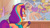 Size: 3410x1920 | Tagged: safe, screencap, sunny starscout, earth pony, pony, g5, my bananas, my little pony: tell your tale, spoiler:g5, spoiler:my little pony: tell your tale, bag, banana, female, food, helmet, high res, mane stripe sunny, mare, open mouth, remote, roller skates, saddle bag, smoothie, solo, sticker, television, twilight sparkle's cutie mark, youtube link